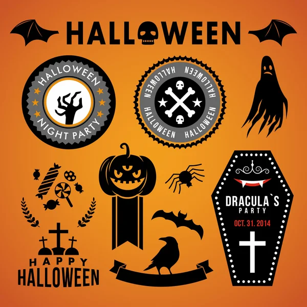 Conjunto de elementos de diseño de decoración de fiesta de Halloween. Ilustración vectorial . — Archivo Imágenes Vectoriales