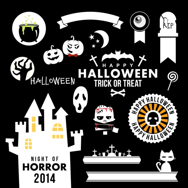 Set von Dekorationselementen für die Halloween-Party. Vektorillustration. — Stockvektor