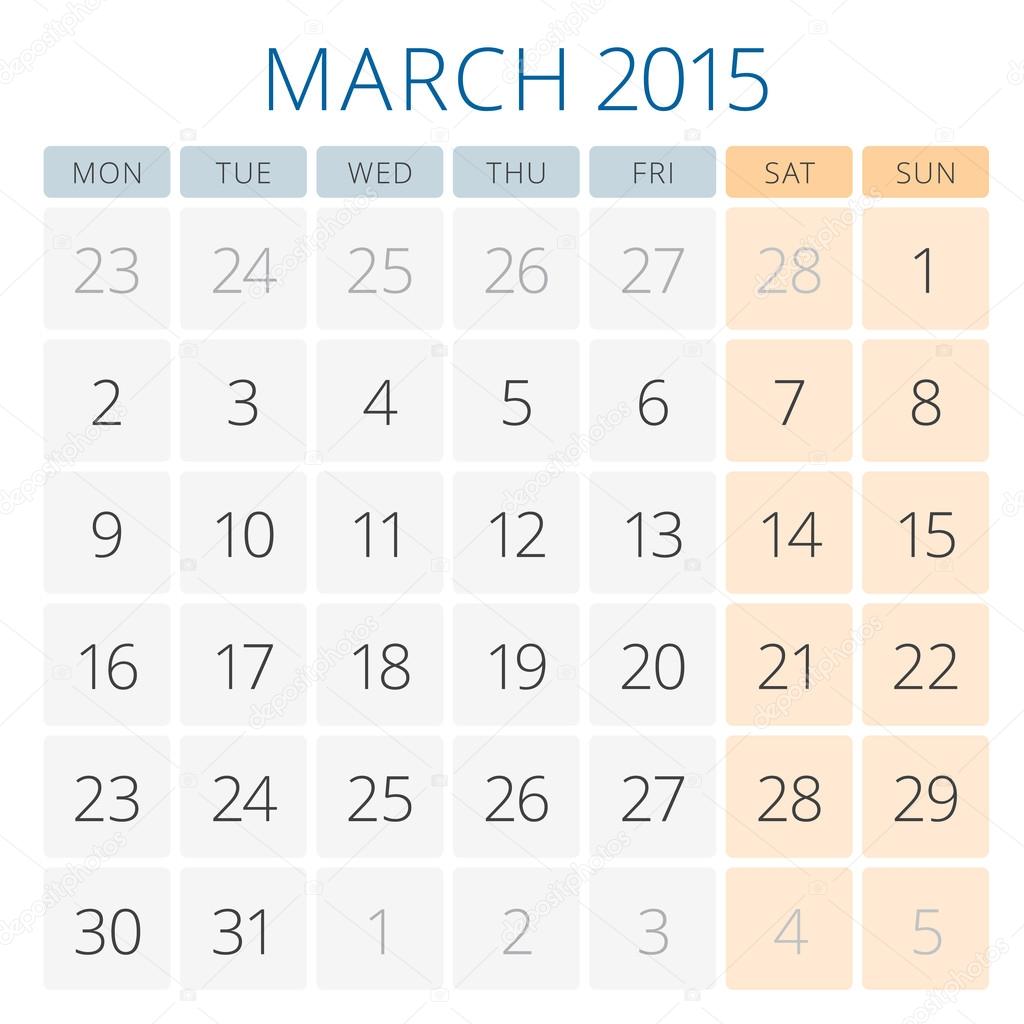 Calendar 2015 March vector design template
