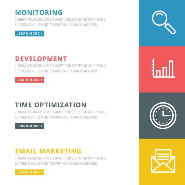 Flaches Designkonzept für Monitoring, Entwicklung, Zeitoptimierung, Marketing — Stockvektor