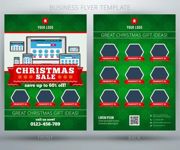 Venda de Natal Vector Business Flyer Template. EPS10 —  Vetores de Stock