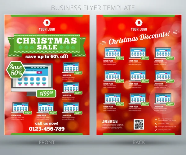 Modèle de flyer d'affaires vectoriel de vente de Noël. PSE10 — Image vectorielle