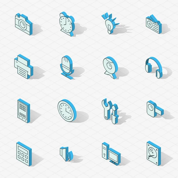 Light vector isometric flat design icon set — Stock Vector