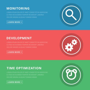 Düz tasarım konsepti için izleme, geliştirme, zaman optimizati