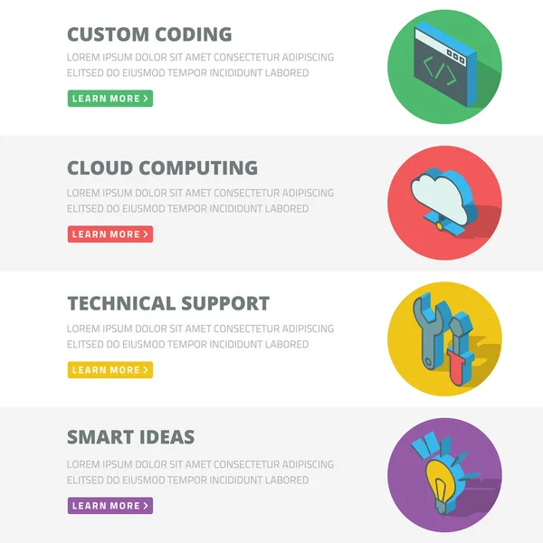 Flaches Designkonzept für Codierung, Cloud Computing, Support — Stockvektor