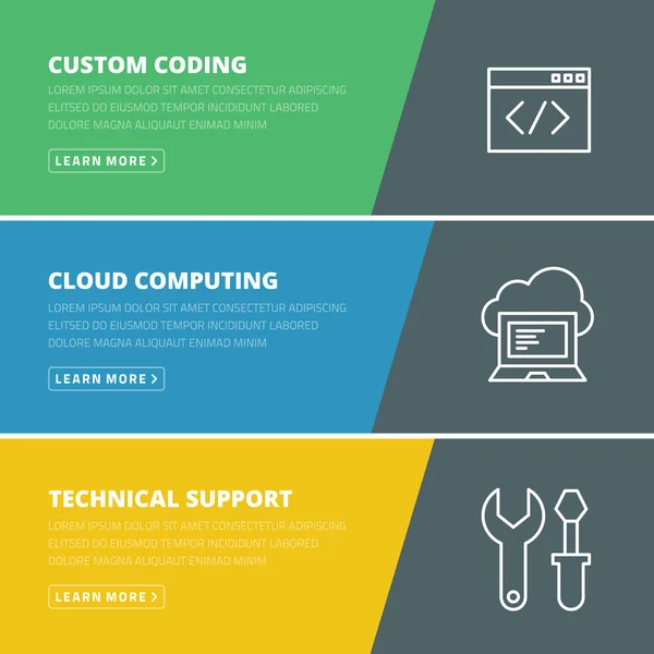 Flaches Designkonzept für Codierung, Cloud Computing, Support — Stockvektor