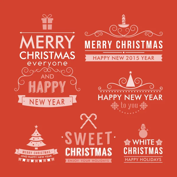 Christmas decoration set of design elements, labels, symbols, icons, objects and holidays wishes — Stock Vector