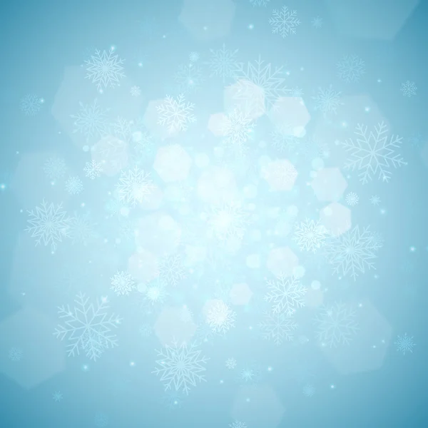 Рождественский фон со снежинками и огнями. Векторное изображение — стоковый вектор