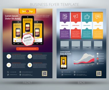 Vektör iş flyer şablonu. Mobil uygulama veya online alışveriş için