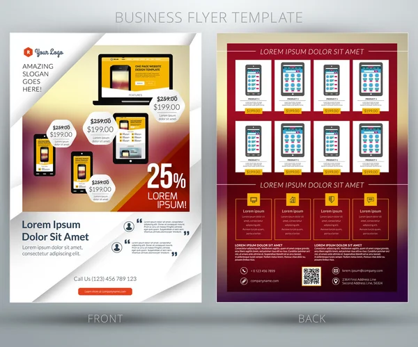 Modèle de dépliant d'affaires vectoriel. Pour application mobile ou boutique en ligne — Image vectorielle