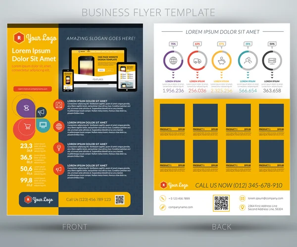 Векторный шаблон бизнес-флаера. Для мобильного приложения или интернет-магазина — стоковый вектор