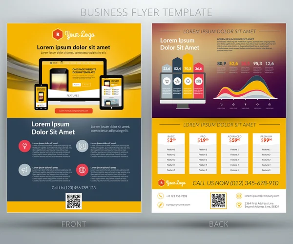 Vector business flyer template. For mobile application or online shop — Stock Vector