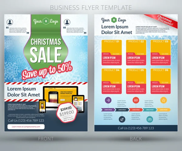 Vektör iş flyer şablonu. Mobil uygulama veya online alışveriş için. Noel satış