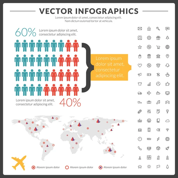 Infografías vectoriales y elementos de diseño con iconos para folletos, folletos y sitios web — Archivo Imágenes Vectoriales