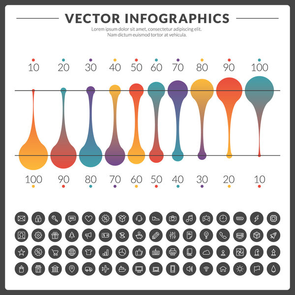 Vector infographics and design elements with icon set for brochures, flyers and websites