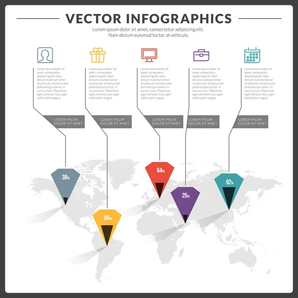 Infográficos vetoriais e elementos de design com ícone definido para folhetos, folhetos e sites — Vetor de Stock
