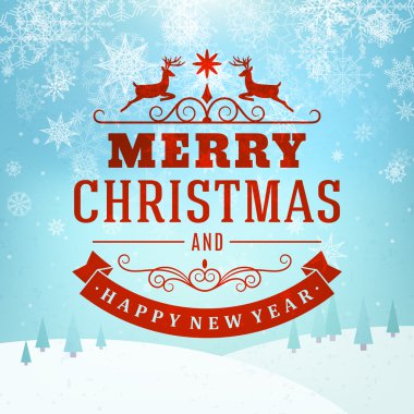neşeli Noel mesajı ve açık renkli kar taneleri ile. vektör çizimi eps 10. 