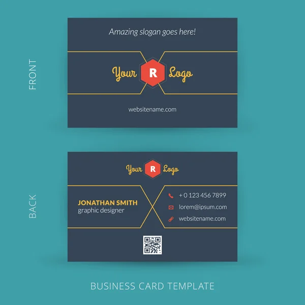 Vector modern creative business card template. Flat design. EPS 10 — Stock Vector