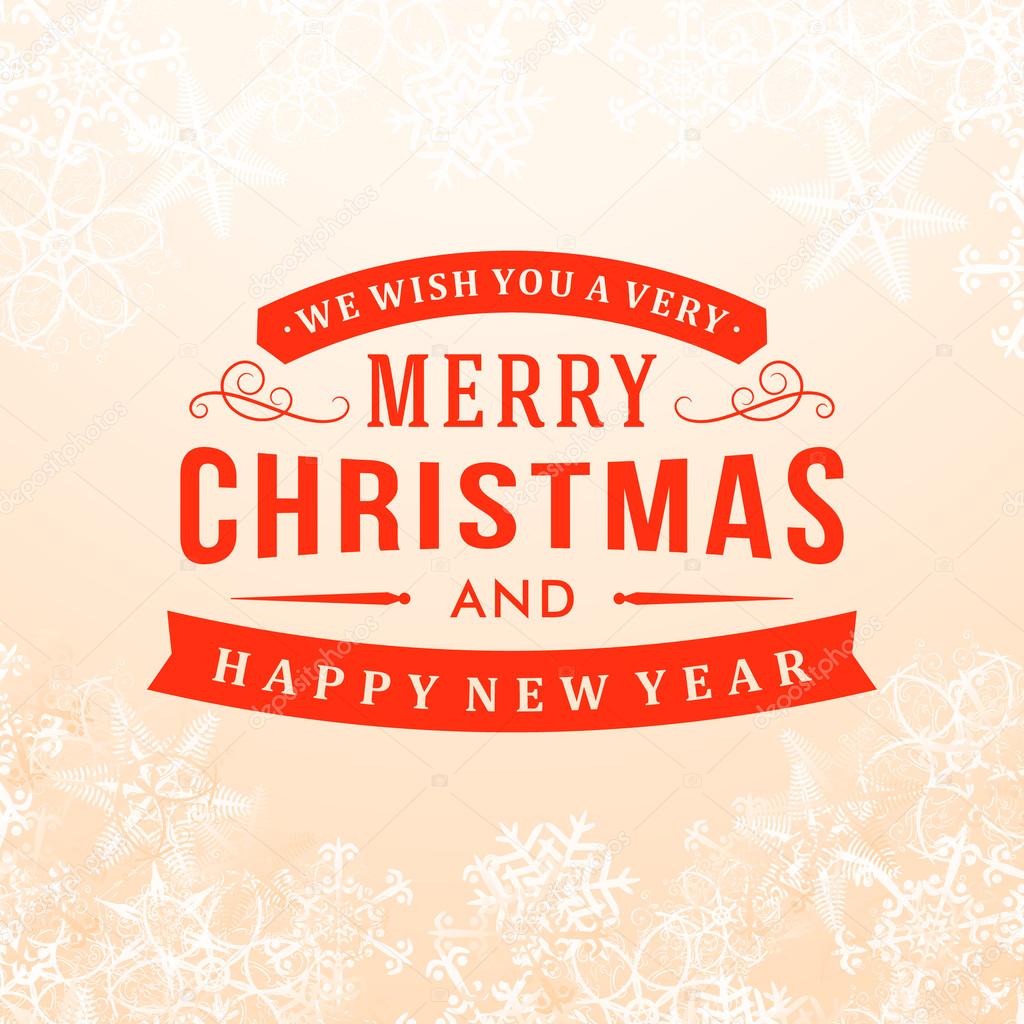 Merry Christmas message and light background with snowflakes. Vector illustration Eps 10. 