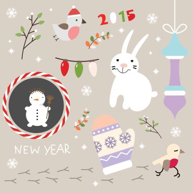 Noel dekorasyon tasarım öğeleri, Etiketler, semboller, obje ve dilek tatil