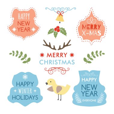 Noel dekorasyon tasarım öğeleri, Etiketler, semboller, obje ve dilek tatil