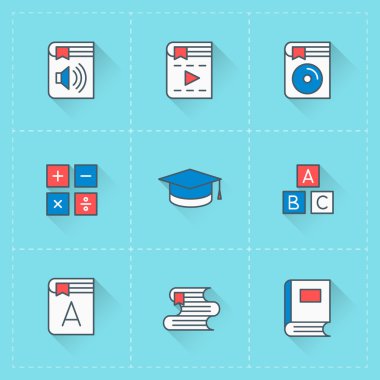 Vektör simge düz tasarım stili ayarla. Web sitesi tasarımı ve mobil uygulamalar için