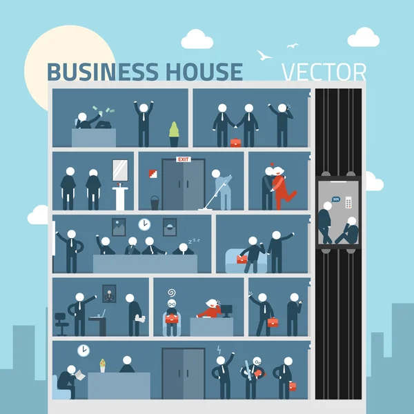 Concept business people in house, agreement, teamwork, partnership, deal flat design vector illustration — Stock Vector