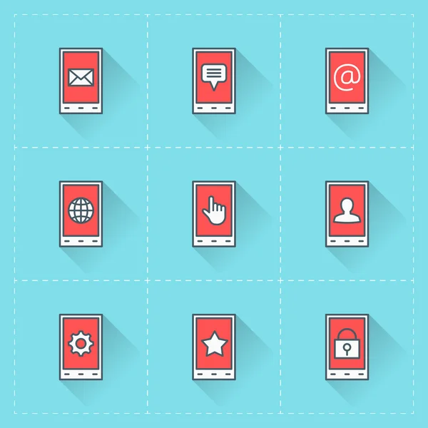 Ícones de telemóvel. Ícone de vetor definido em estilo de design plano. Para web design de sites e aplicativos móveis —  Vetores de Stock