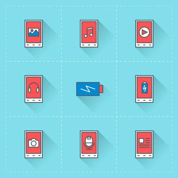 Ícones de telemóvel. Ícone de vetor definido em estilo de design plano. Para web design de sites e aplicativos móveis — Vetor de Stock