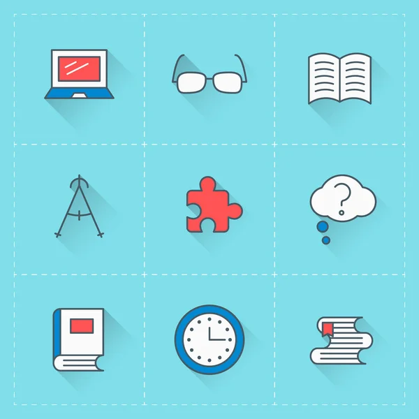 Iconos educativos. Icono vectorial en estilo de diseño plano. Para el diseño de sitios web y aplicaciones móviles — Vector de stock