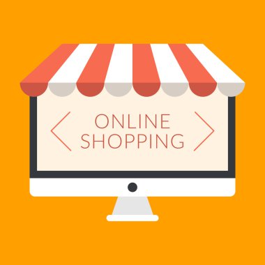 İnternetten alışveriş konsepti. Düz tasarım tarzında vektör illüstrasyonu