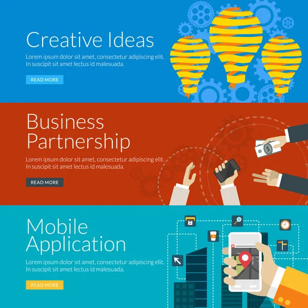 Flat design concept for creative ideas, business partnership and mobile application. Vector illustration for web banners and promotional materials Stock Illustration