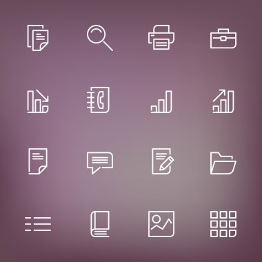 Web ve mobil için renk arka plan üzerinde beyaz ince çizgi Icons set