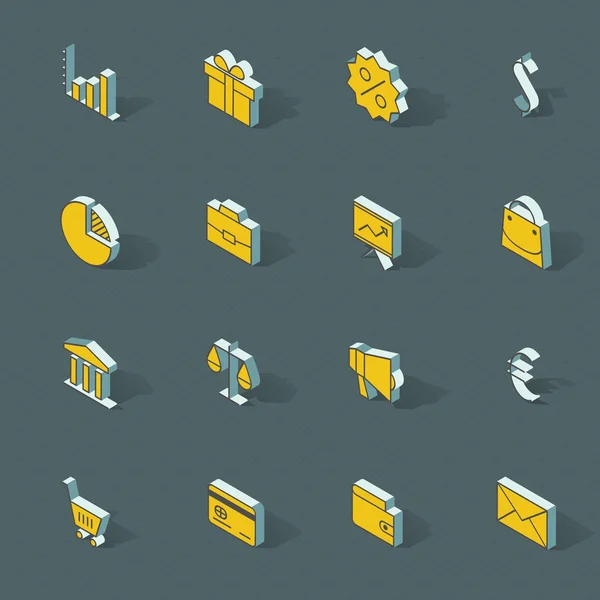 Vector isometric flat design icon set — Stock Vector