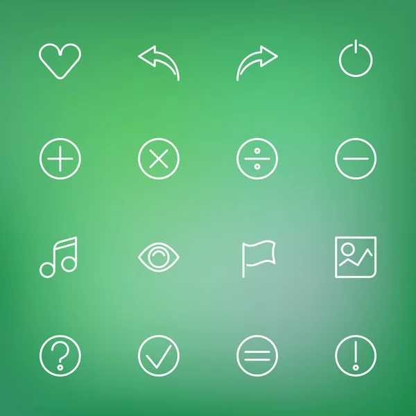 Conjunto de iconos de línea delgada blanca para web y móvil sobre fondo de color — Archivo Imágenes Vectoriales