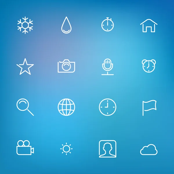 Web ve mobil için renk arka plan üzerinde beyaz ince çizgi Icons set — Stok Vektör