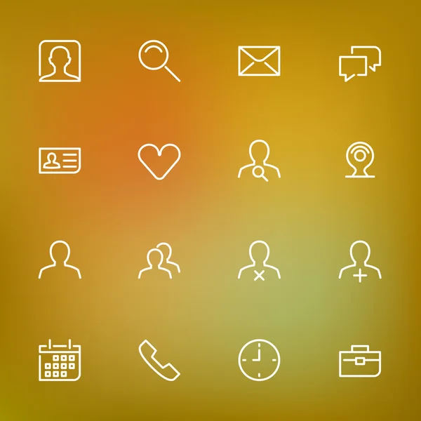 Web ve mobil için renk arka plan üzerinde beyaz ince çizgi Icons set — Stok Vektör