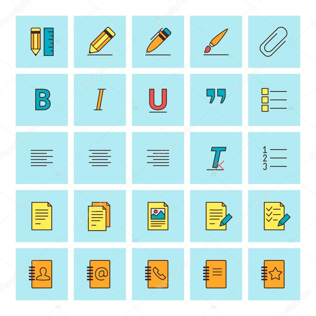 Text formatting icons. Vector icon set in flat design style. For web site design and mobile apps.