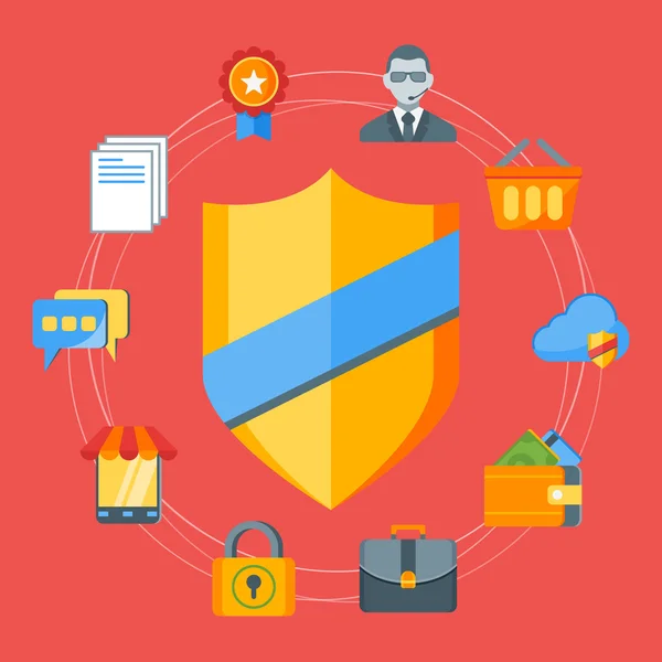 Flat design concept for internet security. Vector illustration for web banners and promotional materials — Stock Vector