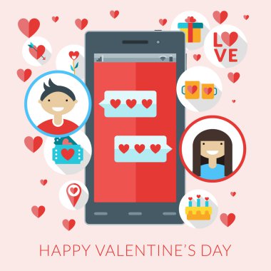 Aşk sms ve Sevgililer simgeler ile Smartphone