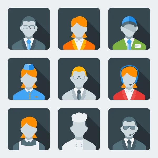 Flat style icon set for web and mobile application. Business people and professions — Stock Vector