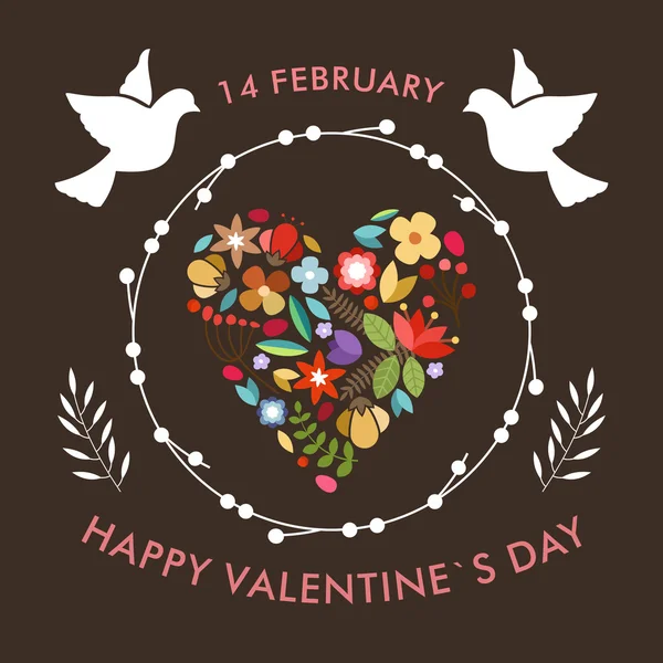 Valentine's Day hand drawn set vintage style vector design elements — Stock Vector