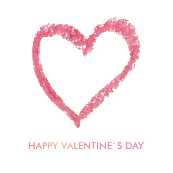 Vector cartão de saudação do dia de São Valentim em estilo plano. Coração desenhado à mão com texto — Vetor de Stock