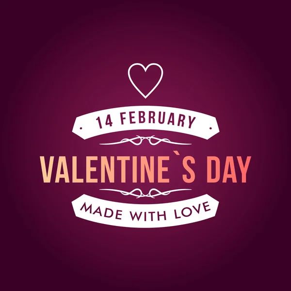 Valentijnsdag typografie badge, stempel en design elementen — Stockvector