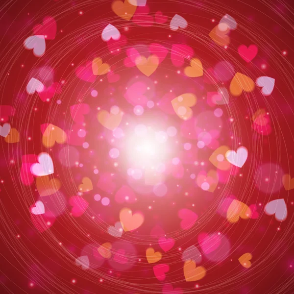 День святого Валентина абстрактный векторный фон с сердцами и огнями — стоковый вектор