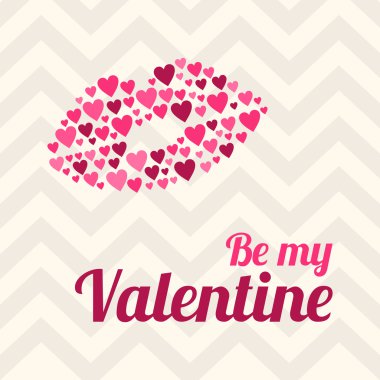 Vektör St Sevgililer günü tebrik kartı düz tarzı. Mavi kalpler olan metin yapılan dudak benim sevgilim olmak