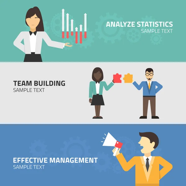 Concetto di progettazione piatta per statistiche, team building, gestione. Illustrazione vettoriale per banner web e materiale promozionale — Vettoriale Stock