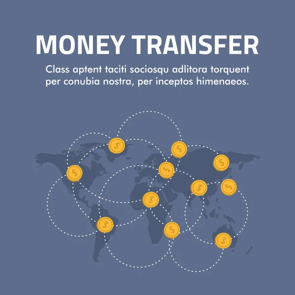 Flat design concept for money transfer. Vector illustration for web banners and promotional materials