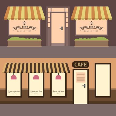 Cafe bina. Kentsel Yapı ve köy manzara için öğeleri kümesi. Vektör düz çizim 