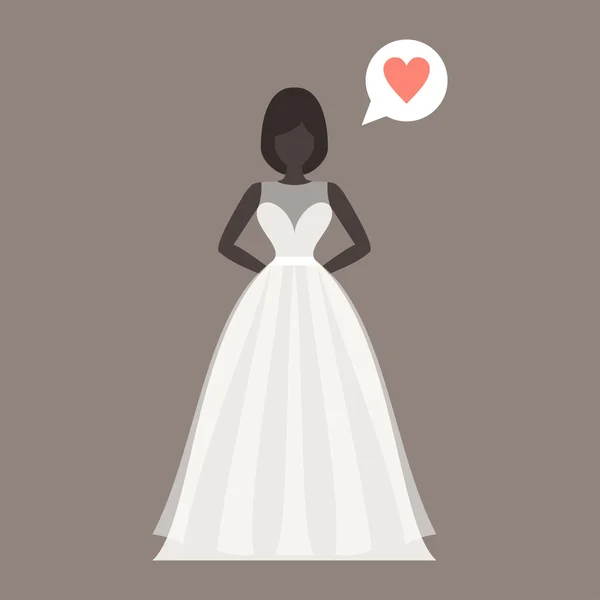 Preciosa novia hembra en vestido de novia. Plantilla de diseño vectorial para invitaciones o anuncios — Vector de stock